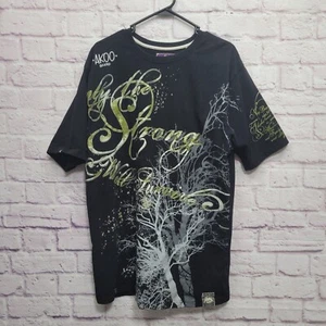Camiseta gráfica Akoo talla 2X (se ajusta como una grande) negra dorada ropa de calle hip hop - Imagen 1 de 8