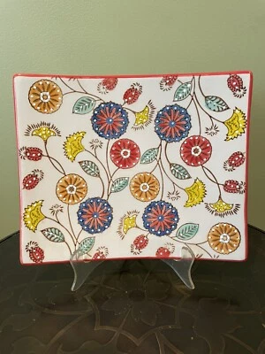 Harvest Spice Serving Tray w/ Colorful Flowers Dishwasher & Microwave Safe - Image 1 of 4