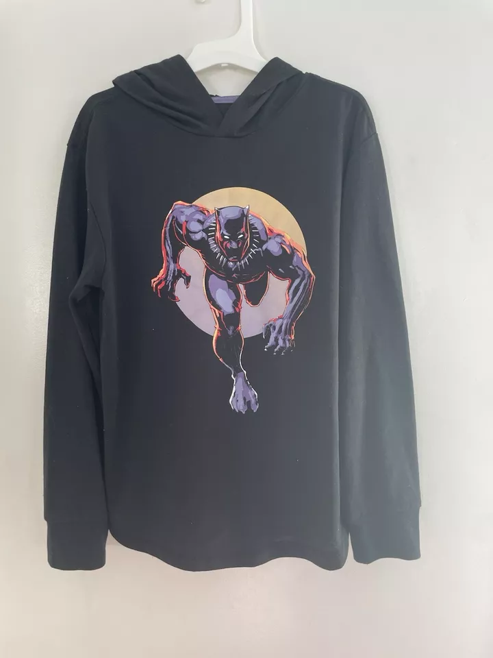Gap Kids Marvel Boy Black Panther 100% Polyester Hooded PJ Top Moonless Night 10 - Image 1 of 4
