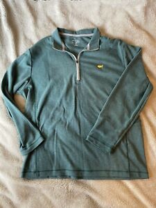 Masters Tech Sweater Men’s 1/4 Zip Long Sleeve Pullover Green Golf Q-Zip Medium