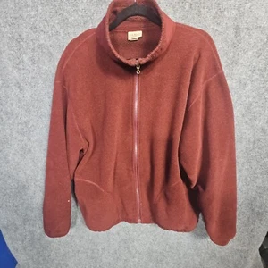 Vintage LL Bean Fleece Jacket Mens Large Full Zip Rust Color Made In USA - Picture 1 of 7