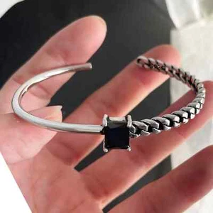 EDLES Armband 925 SILBER massiv Armkette Ring dünner ARMREIF Armzange Zirkonia - Bild 1 von 3