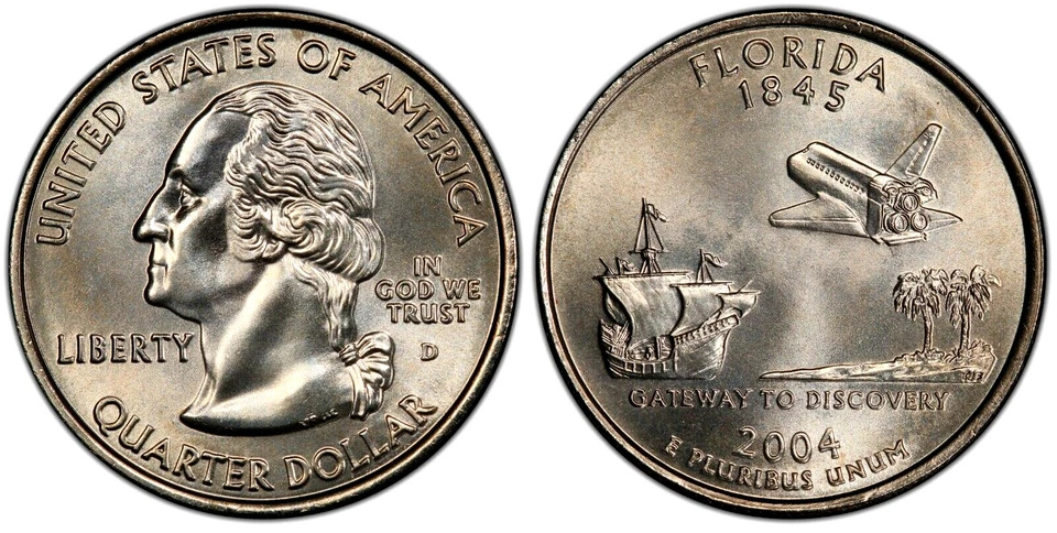 2004 D Florida State Quarter.  Uncirculated from US Mint Roll - Image 1 of 1