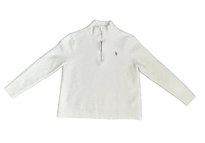 Ralph Lauren - Wool Mock-Neck Quarter-Zip Boys Sweater - Deckwash White - XXL - Picture 1 of 7