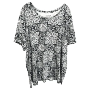 T-shirt Catherines Plus Size 3X Top 26W 28W Nero Bianco Easy Fit Collezione 1315 - Foto 1 di 11