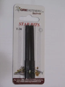 NEW GRK FASTENERS CARD30-2 Carded T-30 2" LONG  STAR Bits 2 Bits per Card - Picture 1 of 1