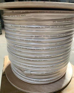Cable coaxial siamés RG59 500 pies 20AWG + 18/2AWG CCTV Cámara de seguridad Cable blanco - Imagen 1 de 4