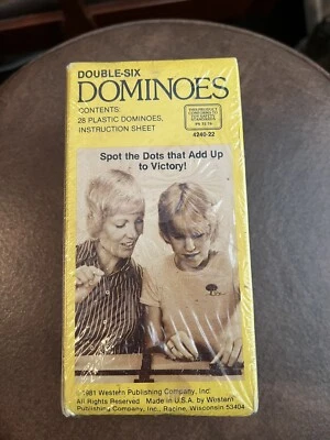 Винтажные домино; 28 пластиковых двойных шести оригинальных коробок 1981 запечатанный - Изображение 1 из 4