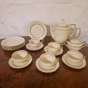 Schlottenhof Arzberg Kaffeeservice Elfenbein Goldspitze Porzellan 19 Tlg. - Bild 1 von 6