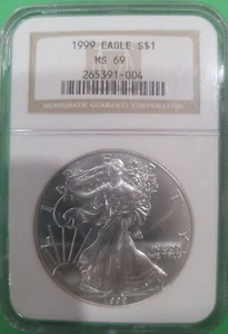 1999 $1 American Silver Eagle NGC MS69 Brown Label - FREE SHIPPING! - Picture 1 of 2