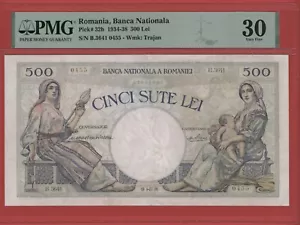 ROMANIA 500 LEI 1938 PICK # 32b PMG 30 VERY FINE. - Picture 1 of 2