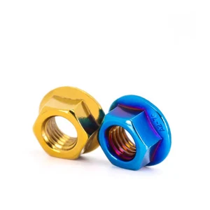 304 SS Blue Titanium Embossed Hexagonal Flange Nut/Anti Slip And Anti Loosening - Picture 1 of 18