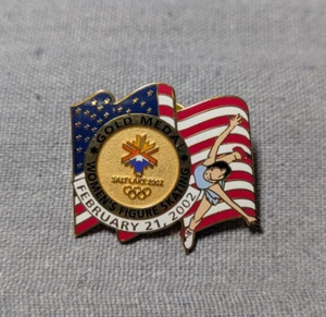 Womens Figure Skating Gold Medal Lapel Pin Salt Lake City Olympics Feb 21 2002 - Picture 1 of 5