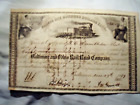 1859 Fire Insurance Company of Baltimore Pres Hambleton B&O RR Stock Certificate