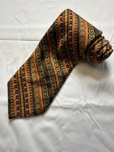 Don Loper Vintage breite Herren Krawatte braun gold orange - Bild 1 von 5