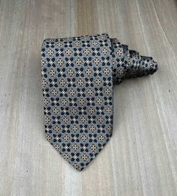 Corbata de seda de diseñador geométrica negra/marrón Robert Talbott Best of Class W3,5xL58 Foto 1 de 4