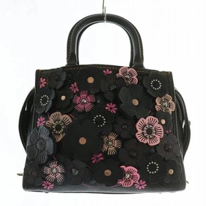 COACH Rogue 25 With Tea Rose Applique Handbag Tote One Shoulder 2WAY Leather Flo - Photo 1 sur 9