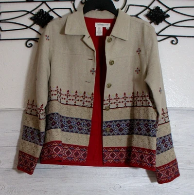 Женский блейзер Coldwater Creek размер PS разноцветный твид с длинным рукавом - Изображение 1 из 4