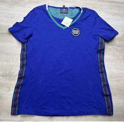 Porsche 917 Psychedelic Womens T-Shirt Blue M V-Neck MARTINI RACING Collection - Image 1 of 4