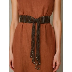 Handgewebt Perlen Gürtel Schärpe Boho Tribal Ethno Kordel Bindeband Taille Vintage Stil - Bild 1 von 8