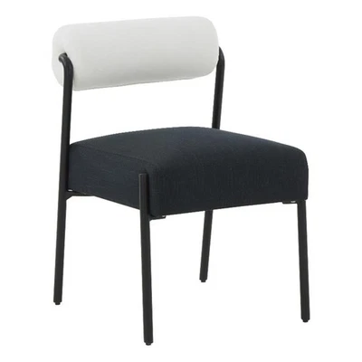 Silla de comedor moderna Maklaine de lino crema y negro - Juego de 2 Foto 1 de 4