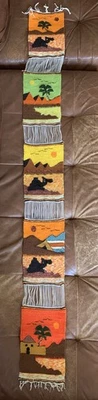 Woven Colorful Table Runner Wall Hanging Camel Pyramid Egypt Wool Kilim 5 Panel - Image 1 of 4