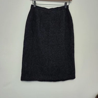 Saia lápis vintage Michele tamanho 6 cinza carvão forrada de lã inverno escritório desgaste - Imagem 1 de 4