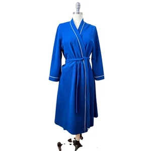 70s VTG Vanity Fair Royal Blue Women's Robe Size M Belted Retro Lounge - Picture 1 of 8