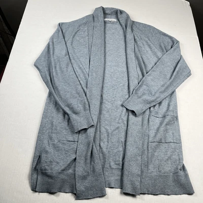 Verve Ami Longline Cardigan Blue Soft Knit Open Front Cozy Comfort Sweater XL - Image 1 of 4