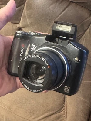 Canon PowerShot SX100 IS Black 8.0MP digital compact camera. TESTED WORKING. - Image 1 of 4