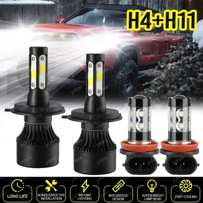 For Nissan Versa Sedan 4-Door 2007-2021 4-Sides LED Headlight + Fog Light Bulbs - Image 1 of 4