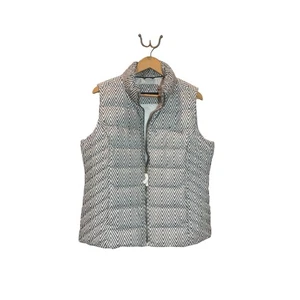 Tommy Hilfiger Women's Puffer Vest XL Gray Herringbone Pattern Sleeveless - Picture 1 of 7