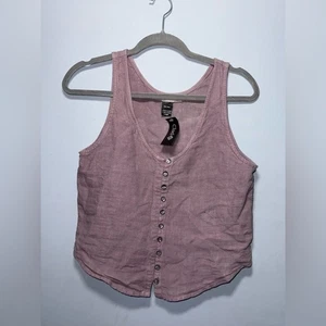 Elemente Clemente 100% Linen Mauve Button Down Vest Top Size 1 NWT - Picture 1 of 11