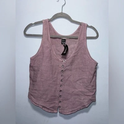 Elemente Clemente 100% Linen Mauve Button Down Vest Top Size 1 NWT - Image 1 of 4