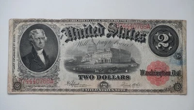 1917 $2 Two Dollar Red Seal Large Size Legal Tender Note /N44 - Image 1 of 2