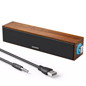 Barra subwoofer audio surround altoparlante da tavolo Bluetooth in legno presa audio 3,5 mm - Foto 1 di 11