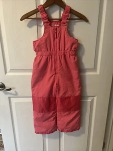 JOE FRESH Girls Snow Bib Overalls Pink Ski Pants - Adjustable Straps Size 4 - Picture 1 of 7