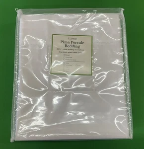 L.L. Bean Pima Cotton Percale Bedding 280 Thread Count TWIN White Sheet Set NeW - Picture 1 of 3