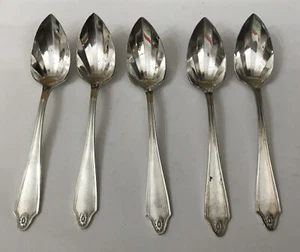 5 Oneida Community Silver Plate Georgian 14.5cm Fluted Grapefruit Spoons Cutlery - Picture 1 of 6