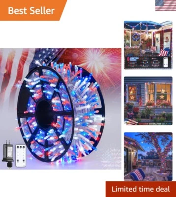 Cadena de luces impermeables de 168 pies - 600 LED rojas, blancas y azules para todas las fiestas Foto 1 de 4