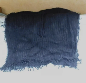SCARF WRAP SHAWL SHEER BLACK WITH DETAILED LINES IN FABRIC FRINGE 19 X 72 NEW - Picture 1 of 5