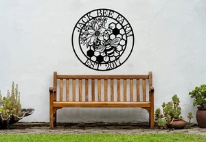 Custom Honey Bee Metal Wall Sign, Personalized Metal Bee Decor, Bee Garden Art - Picture 1 of 9