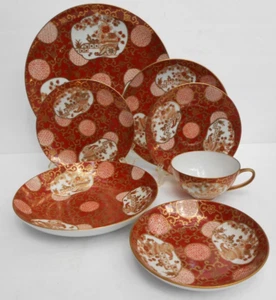 Oro Imari Oro Rickshaw Pintado a Mano Japón Vajilla Plato Cuenco Cena 28 Rojo - Imagen 1 de 7