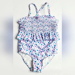 Cat & Jack One-Piece Swimsuit - Size 5T - White w/ Blue & Purple … - Picture 1 of 4