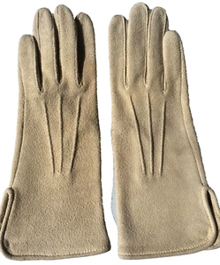 Vintage Handschuhe echt Hirschleder beige handwaschbar Größe 7 - Bild 1 von 4