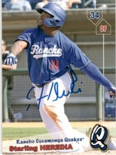 2019 Grandstand Rancho Cucamonga Quakes #NNO Starling Heredia AUTOGRAPH Great!!