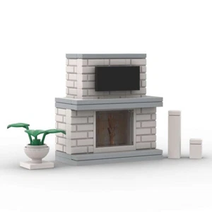Custom Toy White Brick Fireplace LCD TV Plant Vase Pillar Family Room Great Room - Picture 1 of 3