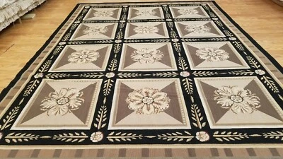 Alfombra 6 x 9 tejida a mano francesa Aubusson punta de aguja 100% lana Foto 1 de 4