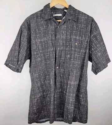 Campia Moda Medium Gray Striped Windowpane Button Up Casual Collared Shirt - Image 1 of 4