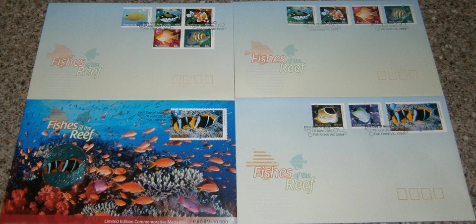 2010 Fishes of the Reef  Limited Edition FDC #6569/10,000 and 3 x FDC - Image 1 of 1